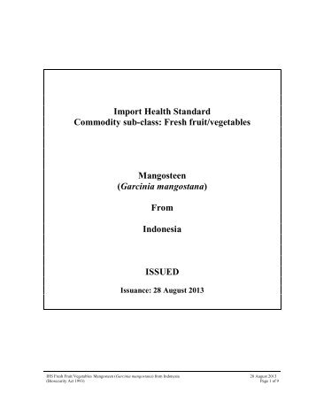 Import Health Standard - Biosecurity New Zealand