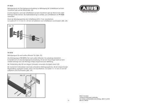 Montage- und Bedienungsanleitung Panzerriegel PR 2700 - Abus