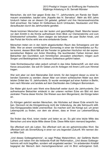 Predigt von Prof. Dr. Hugo Goeke vom 17.11.2013 - Bistum Münster