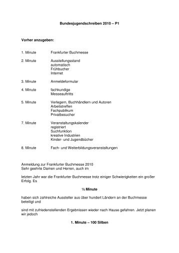 Bundesjugendschreiben 2010 – P1 Vorher anzugeben: 1 ... - BJCKM