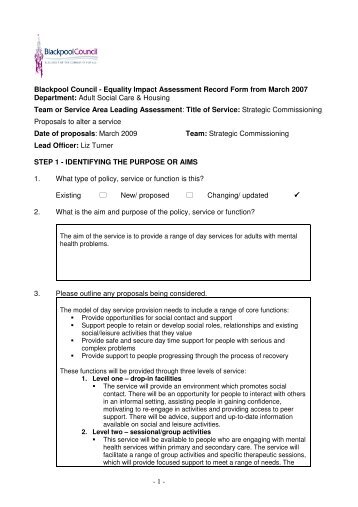 Day service [PDF 137KB] - Blackpool Borough Council