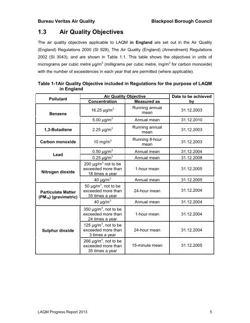 Air Quality Annual Progress Report 2013 [PDF ... - Blackpool.gov.uk