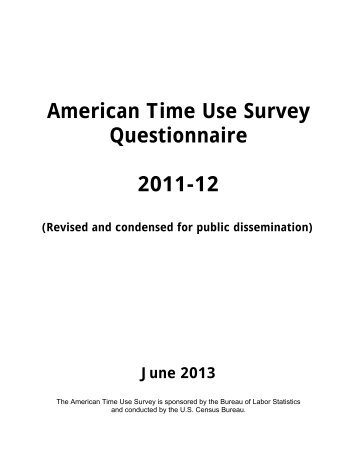 American Time Use Survey Questionnaire - Bureau of Labor Statistics