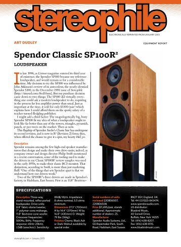 Spendor Classic SP100R2 - Bluebird Music