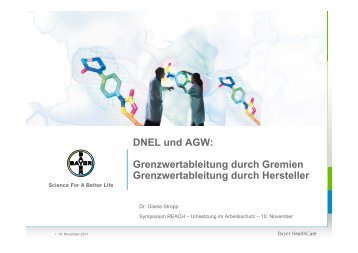 DNEL und AGW: Grenzwertableitung durch Gremien ...