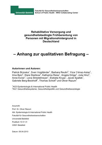 Anhang zur qualitativen Befragung - Bundesministerium für Arbeit ...