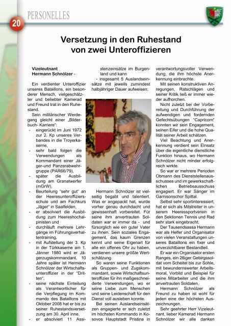 Truppenzeitung des Hochgebirgs-Jägerbataillons 26 Spittal/Drau ...