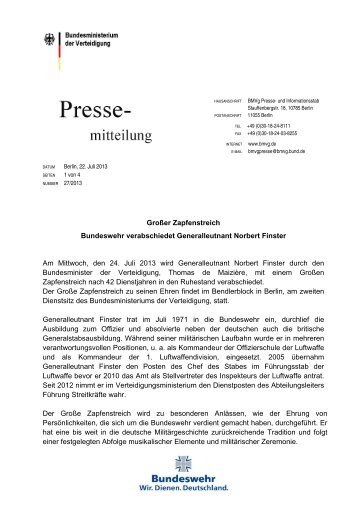 Großer Zapfenstreich Bundeswehr verabschiedet Generalleutnant ...