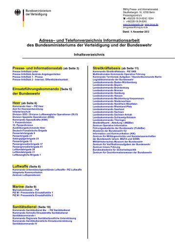 Adress– und Telefonverzeichnis Informationsarbeit des ...