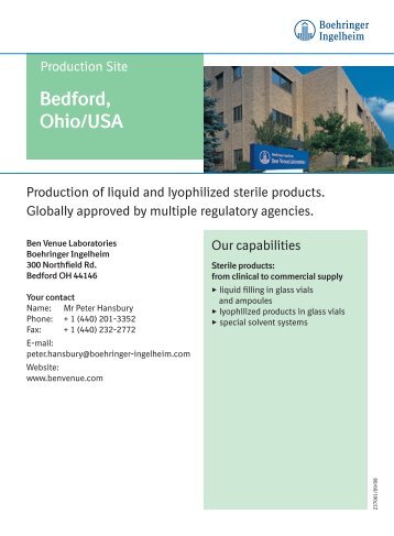Pharmaceuticals Production Sites - Boehringer Ingelheim