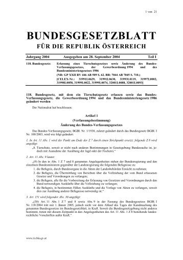 Tierschutzgesetz - Bundesministerium für Wissenschaft und ...