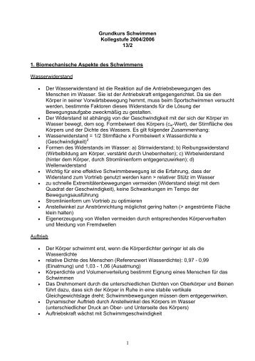 Skript für den Grundkurs Schwimmen (13/2)