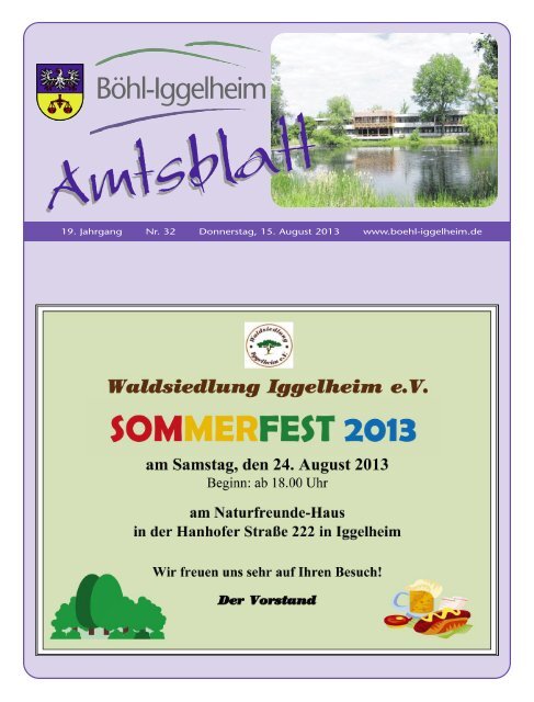 Amtsblatt vom 15.08.2013 (KW 33) - Gemeinde Böhl-Iggelheim