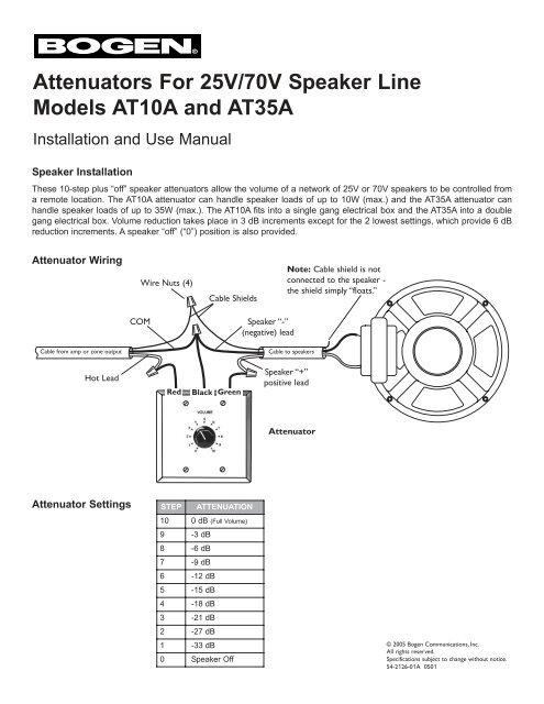 At10a At35a Manual Attenuators For 25v 70v Speaker Line