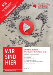 Die Foren auf der Frankfurter buchmesse 2013 - Frankfurt Book Fair