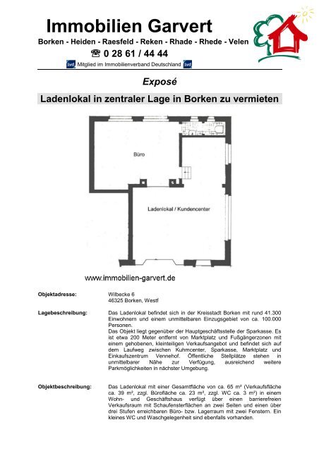 Exposé, Vermietung Ladenlokal, Wilbecke 6, 46325 Borken