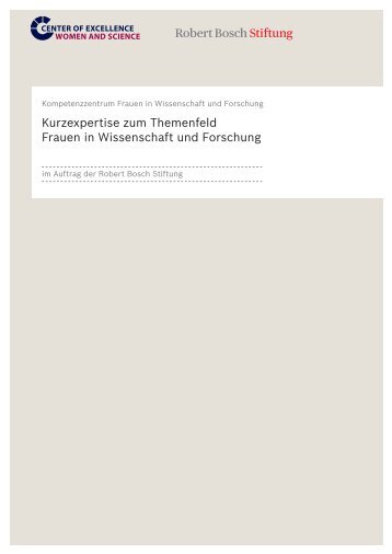 Kurzexpertise zum Themenfeld Frauen in Wissenschaft und