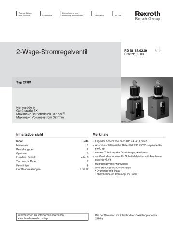 2-Wege-Stromregelventil; Typ 2FRM - Bosch Rexroth