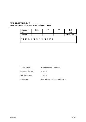 N I  E  D  E  R  S  C  H  R  I  F  T - Bezirksregierung Düsseldorf