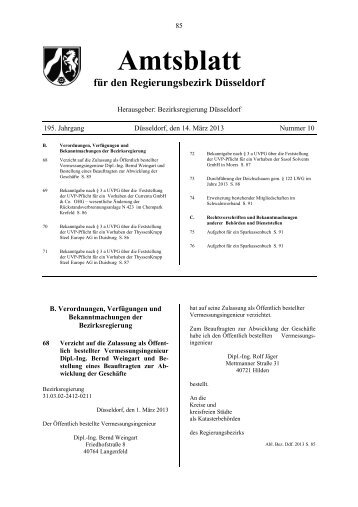 Amtsblatt - Bezirksregierung Düsseldorf