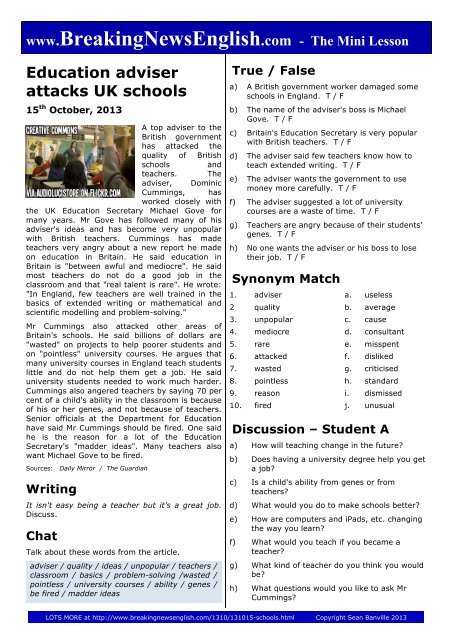 Two-Page Mini-Lesson - Breaking News English