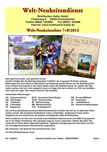 Neuheitenliste_2013_07_08.pdf - Briefmarken HALLER