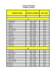 CITY OF CENTRAL STREET LISTING STREET NAME STREET ...