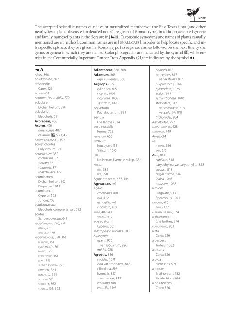 The accepted scientific names of native or naturalized members of ...