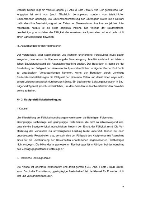 Verbraucherfeindliche Klauseln in Bauträgerverträgen - Bauherren ...