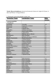 Bienenweidepflanzen-Tabelle