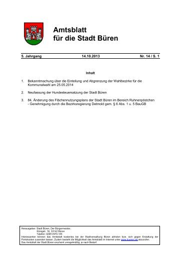 Amtsblatt für die Stadt Büren