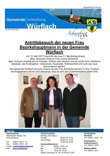 Antrittsbesuch der neuen Frau Bezirkshauptmann in der Gemeinde ...