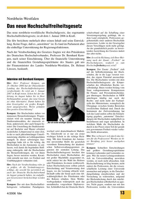 fdw Nr. 4 Dezember 2006 - Bund Freiheit der Wissenschaft eV