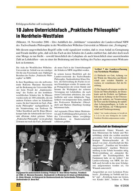 fdw Nr. 4 Dezember 2006 - Bund Freiheit der Wissenschaft eV