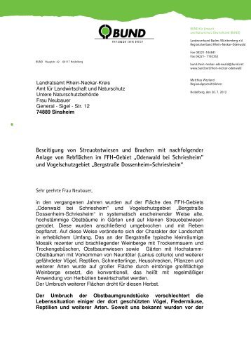 Beseitigung von Streuobstwiesen und Brachen mit nachfolgender ...