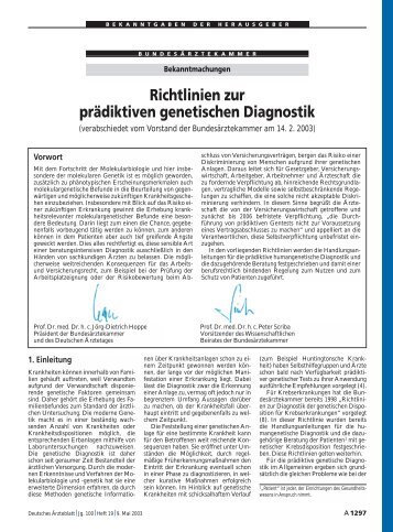 Richtlinien zur prädiktiven genetischen Diagnostik [PDF]