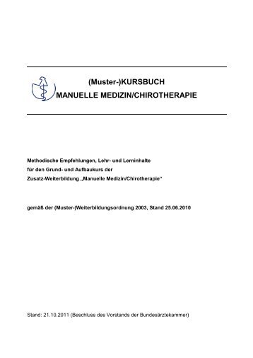 Kursbuch Manuelle Medizin Chirotherapie - Bundesärztekammer