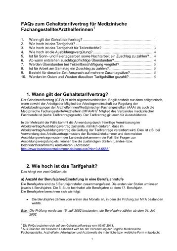 FAQs zum Gehaltstarifvertrag für Medizinische Fachangestellte ...