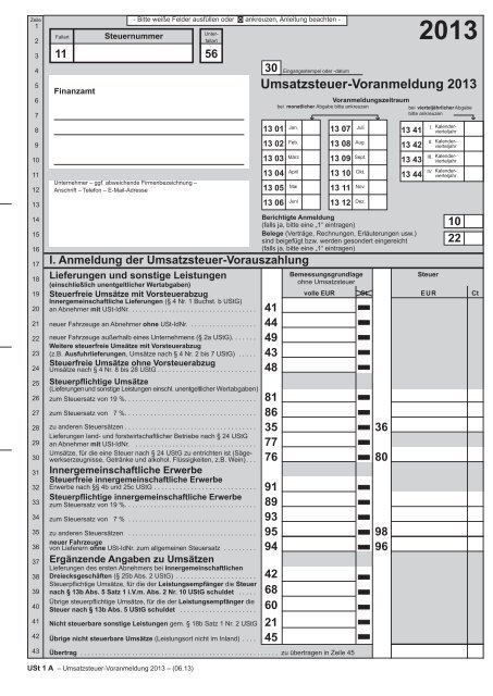 Muster der Vordrucke im Umsatzsteuer-Voranmeldungs- und ...