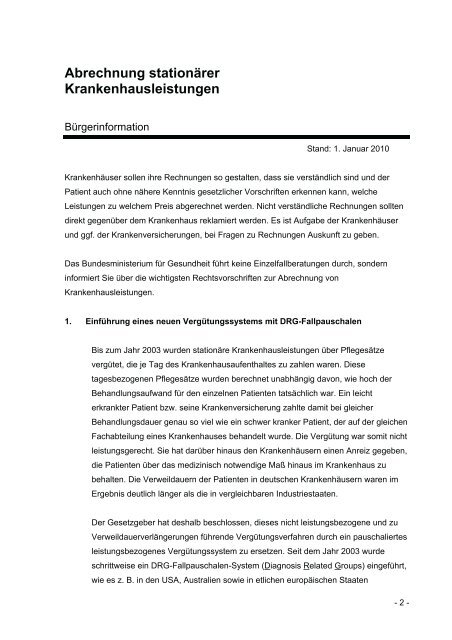 Abrechnung stationärer Krankenhausleistungen