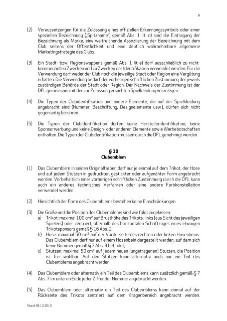 Anhang IV zur LO: Richtlinie für Spielkleidung und ... - Bundesliga