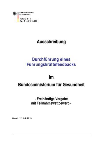 Ausschreibung im Bundesministerium für Gesundheit