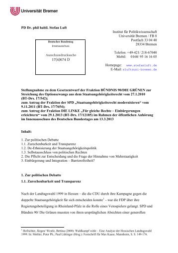 Ausschussdrucksache 17(4)674 D - Deutscher Bundestag