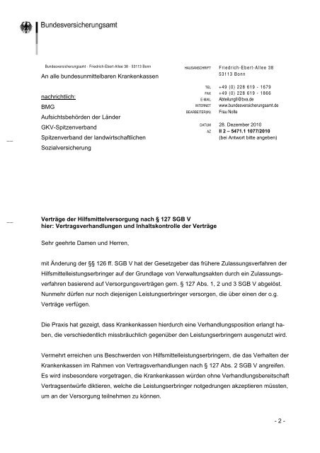 Verträge der Hilfsmittelversorgung nach § 127 SGB V