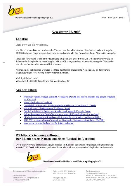 Newsletter 02/2008 - Bundesverband Individual- und ...