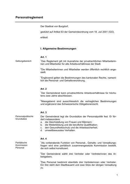 Personalreglement - Burgdorf