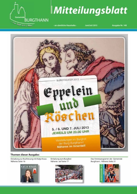 Mitteilungsblatt 148 Juni Juli 2013 Gemeinde Burgthann