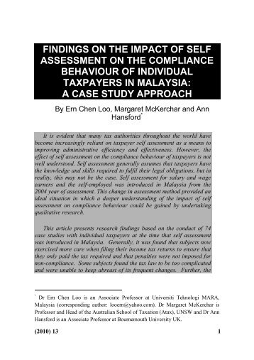 findings on the impact of self assessment on the compliance