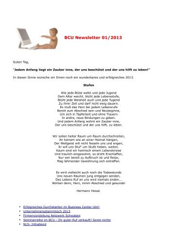 BCU Newsletter 01/2013 - Business Center Ulm