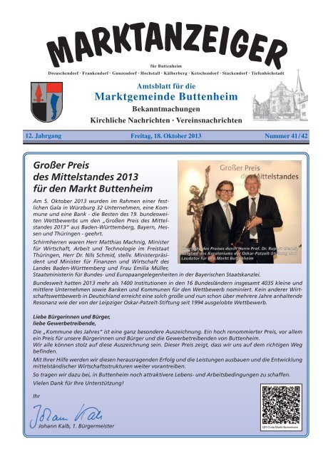 Marktanzeiger vom 18.10.2013 - Buttenheim